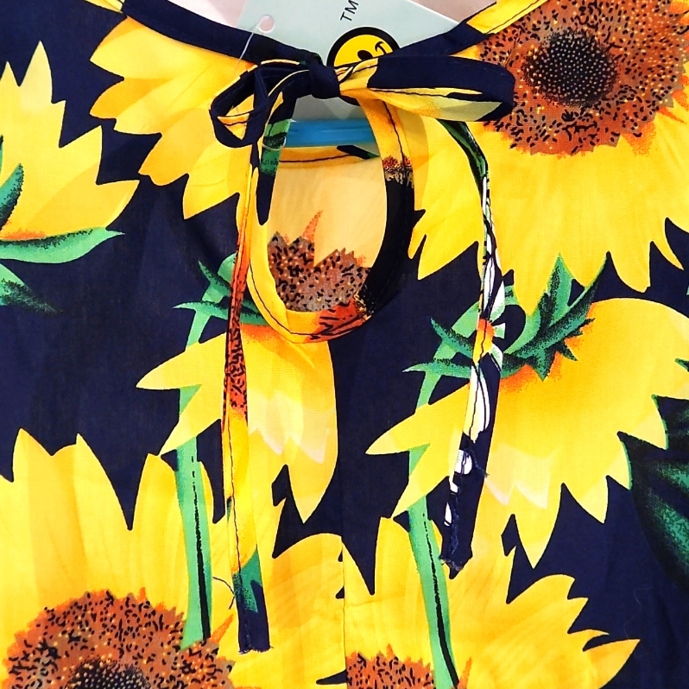 NEW GIRLS LONG SLEEVES SUNFLOWER DRESS. SIZE 9-12 MONTHS SPRING SUMMER DRESS. - Picture 6 of 8